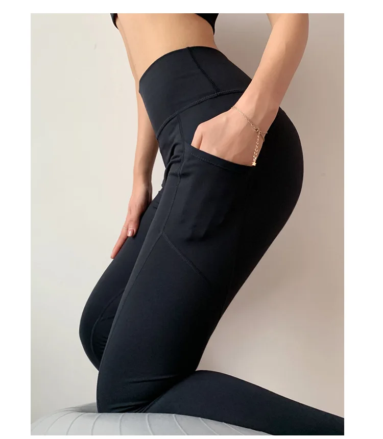 

Seamless Leggings Fitness Pants Push Up Ladies High Waist Stretch Peach Hips Pocket Sportswear Running Workout Gym Yoga Clothes