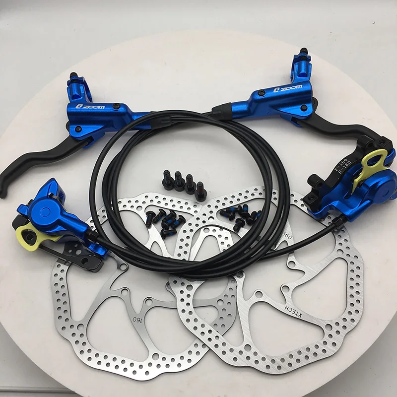 Blue with rotor Zoom HB-875 тормоз велосипед mtb Гидравлический дисковый тормоз набор зажим горный велосипед тормоз лучше, чем M395 M447 - Цвет: Blue with rotor