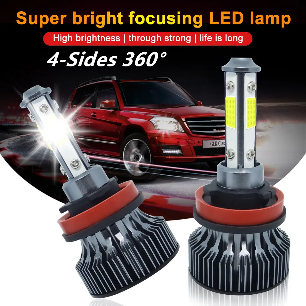 

2Pcs H7 LED H11 LED 360° 4 sides 12000LM H8 H9 LED 9005 HB3 HB4 9006 Car Headlight Bulbs 6000K Auto Fog Light Headlamp 12V 24V