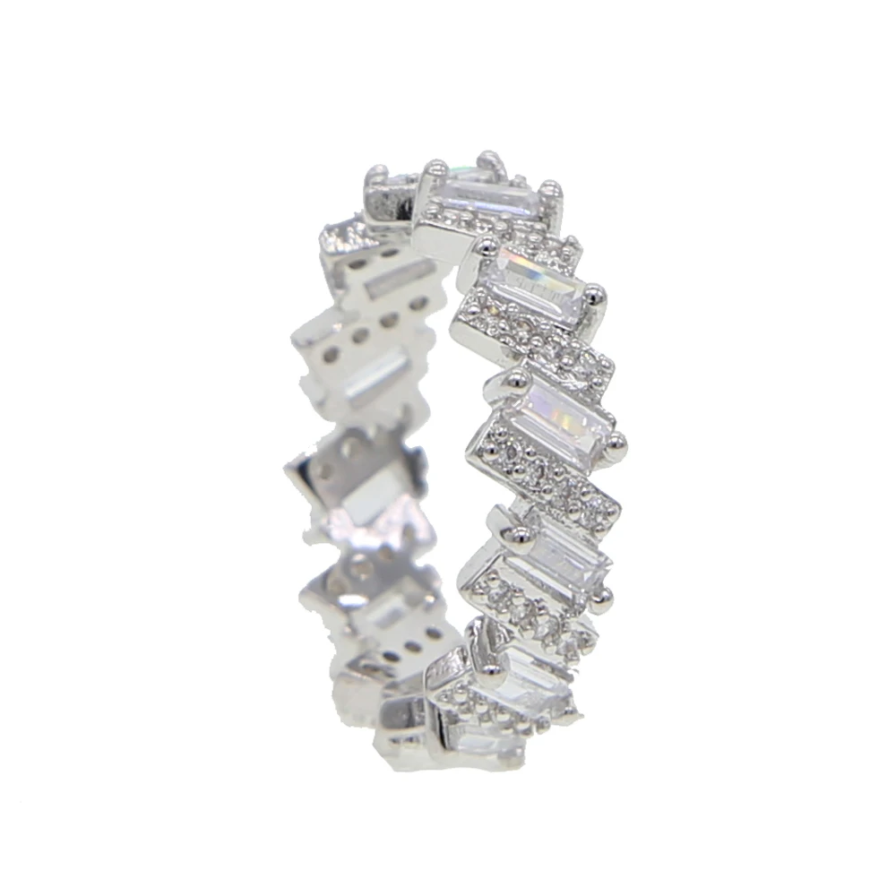 Белый золотой цвет крошечная полоса обручальное кольцо для женщин сверкающий