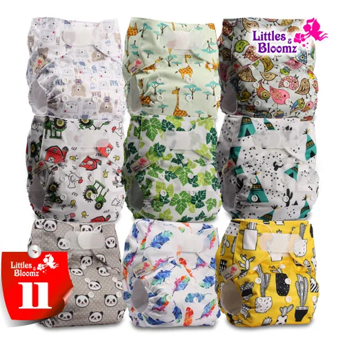 [Littles и Bloomz] 9 шт./компл. Стандартный крюк-петля Многоразовые моющиеся пеленки, 9 Подгузники/подгузники и 0 из микрофибры вставки в одном комплекте - Цвет: 11