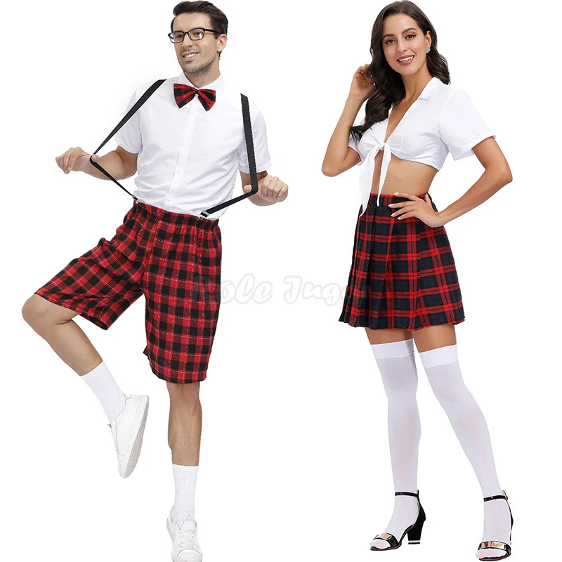 Костюм на Хэллоуин для мужчин и женщин Летние повседневные школьные костюмы в