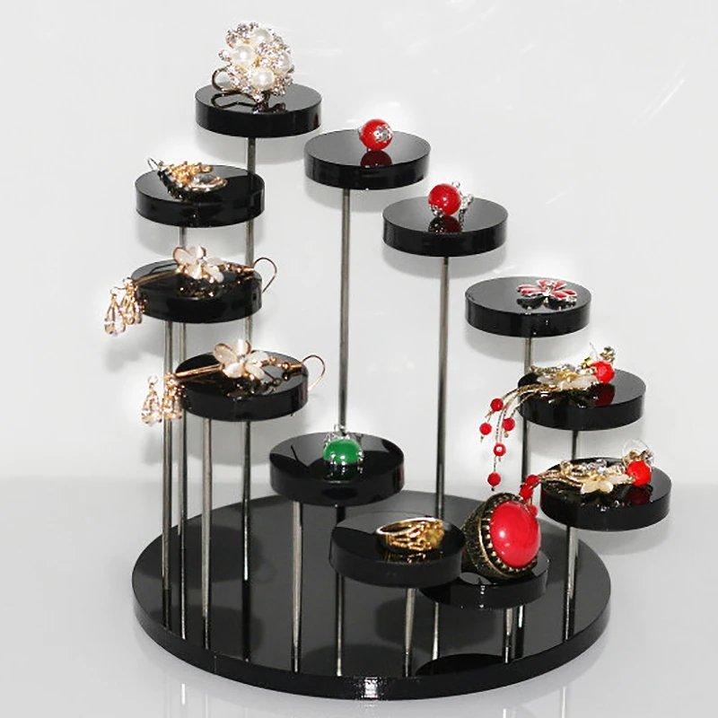 

Fashion Multi-Layer Acrylic Ring Display Rack Earring Holder Pendant Gemstone Showcase Jewelry Display Stand Desktop Transparent