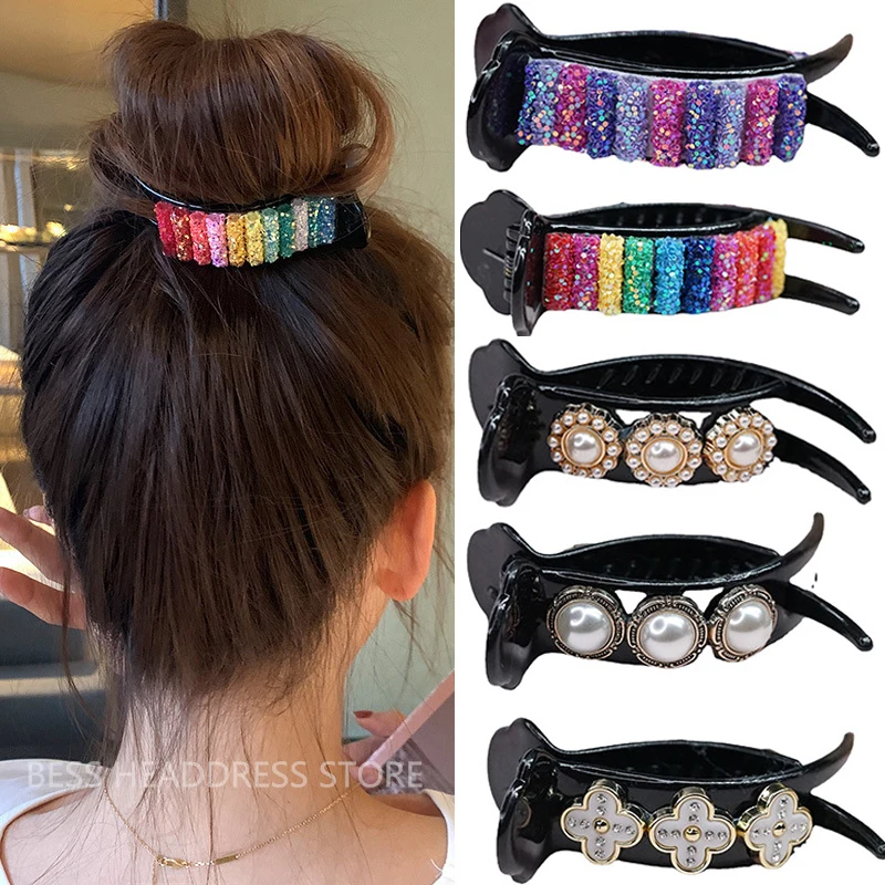 

Korean Rainbow Hair Claw Crabs Large for Ponytail Bun Hair Clamps Candy Color Clips Hairpin Fashion Headdress Accessories Gifts