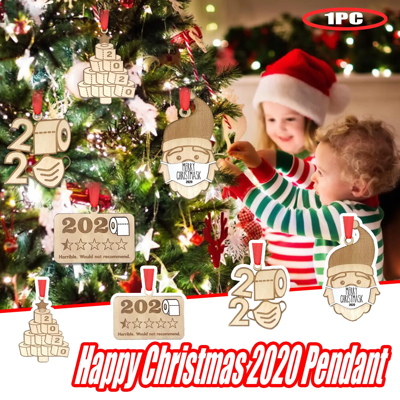 1 шт. художественная деревянная подвеска на рождественскую елку 2020 звезда не