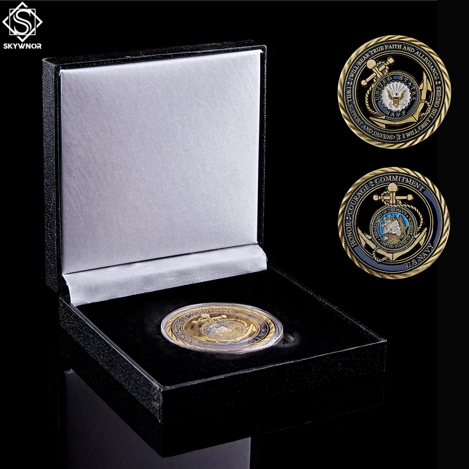 США вызов монета военная Эмблема ВМС медная полая медаль на смелость