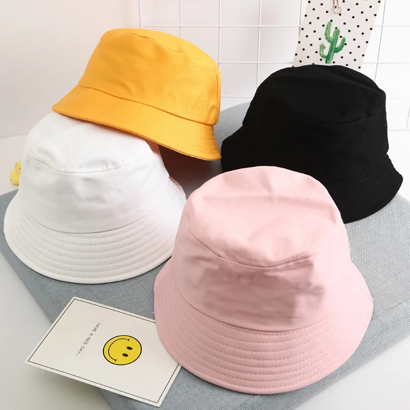 

Kids Hats Solid Color Simple Foldable COTTON Bucket Hats Women Men Panama Hat 1-4 Years Old Outdoors Sun Protection Bonnet Caps