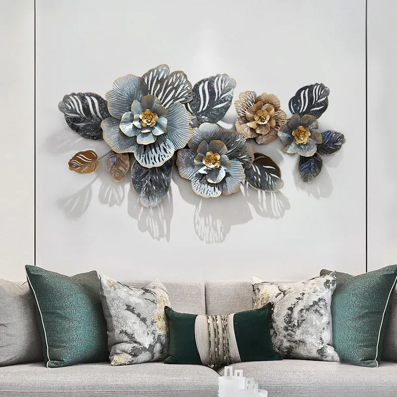 

European Style 3D Wall Hanging Iron Flower Wall Decoration Bedroom Antique Craft Living Room Decoration Accessories