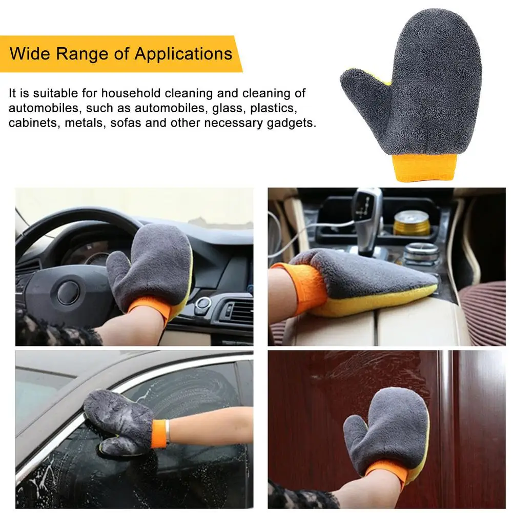 

Fine Plush Car Wiper Glove Practical Durable Car Cleaning Gloves Universal Car Wash Towel Double-sided Velvet Thickening Cleaner