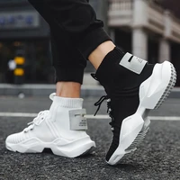 oem high top knit custom shoes men casual white black sports shoes fashion sock sneakers mens short boots wholesale china