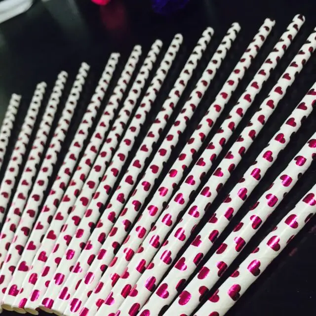 25 шт. фольга красное сердце вечерние соломинки Рождество День Святого Валентина