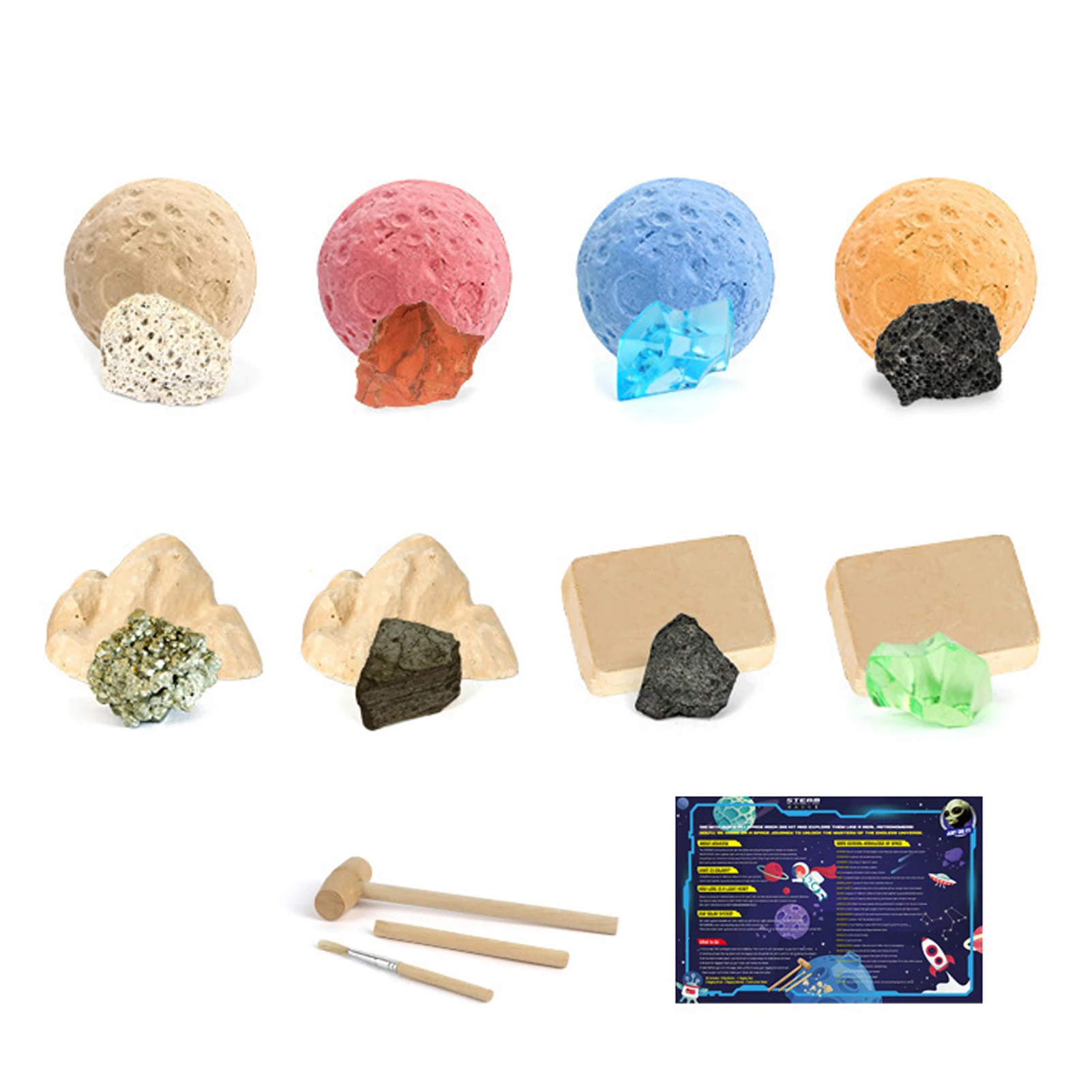 

Набор для сбора драгоценных камней 8 в 1, развивающие игрушки для изучения геологии, планеты, раскопания, археология, минералы для детей, науч...
