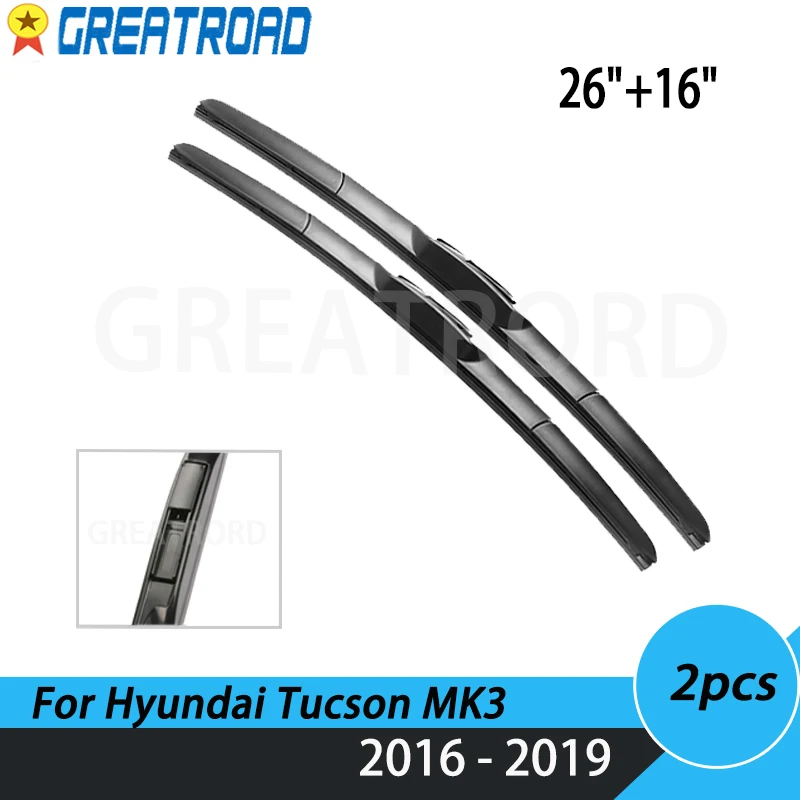 Щетки стеклоочистителя передние гибридные для Hyundai Tucson MK3 2016 2017 2018 2019 26 + 16 дюймов |