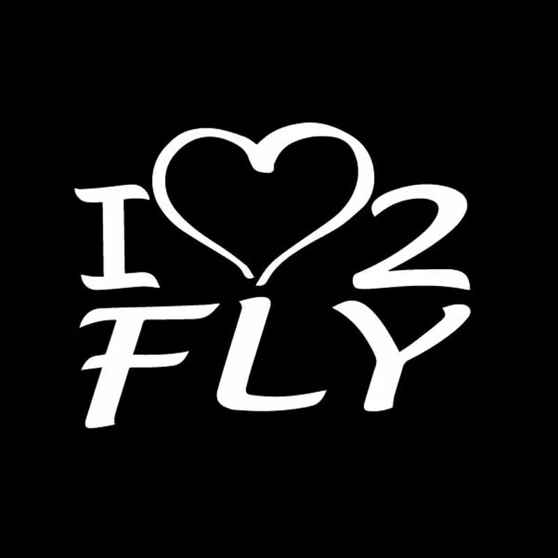 YJZT 15.2CM*11.8CM Creative Words I Love Flying Vinyl Decal Lovely Car Sticker Beautiful Black/Silver C27-1096 | Автомобили и