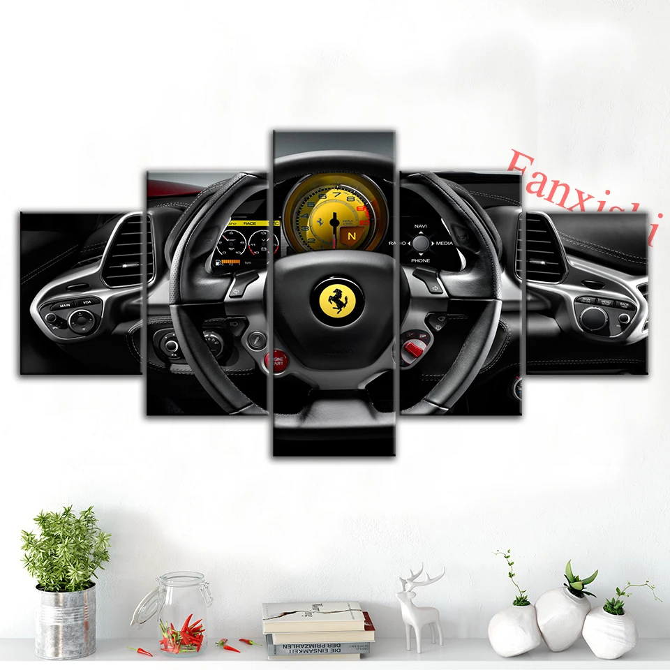 

5 Pieces Car Steering Wheel Wall Art Modular Pictures Posters And Prints Modern Canvas Bedroom Home Decor Painting Frame Cuadros