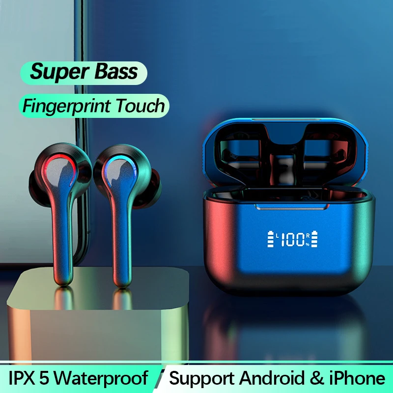 

Оригинальные Bluetooth-наушники с басами, Bluetooth-гарнитура 5,0, настоящие беспроводные наушники, TWS-наушники, водонепроницаемые наушники-вкладыши