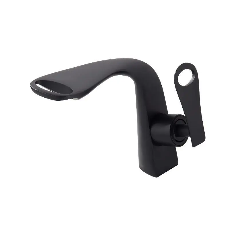 

Bathroom Sink Basin Faucet Deck Mount Black Chrome Washing Basin Mixer Water Taps Creative Hot Cold Water Crane Mixers
