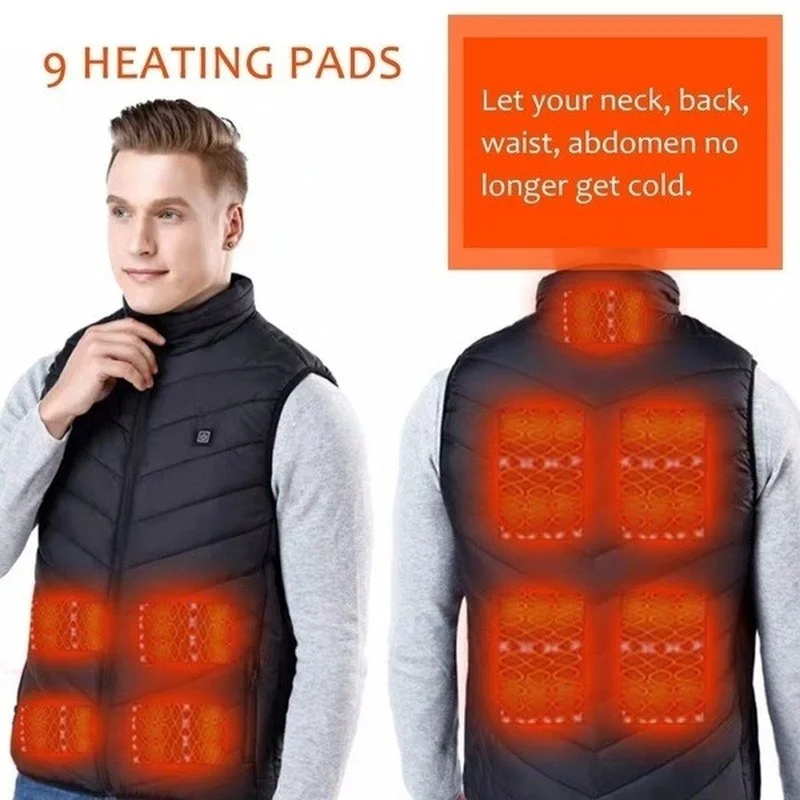 

New Style!!! USB Heating Vest Men's Winter Stand Collar Body Warm Usb Charging Smart