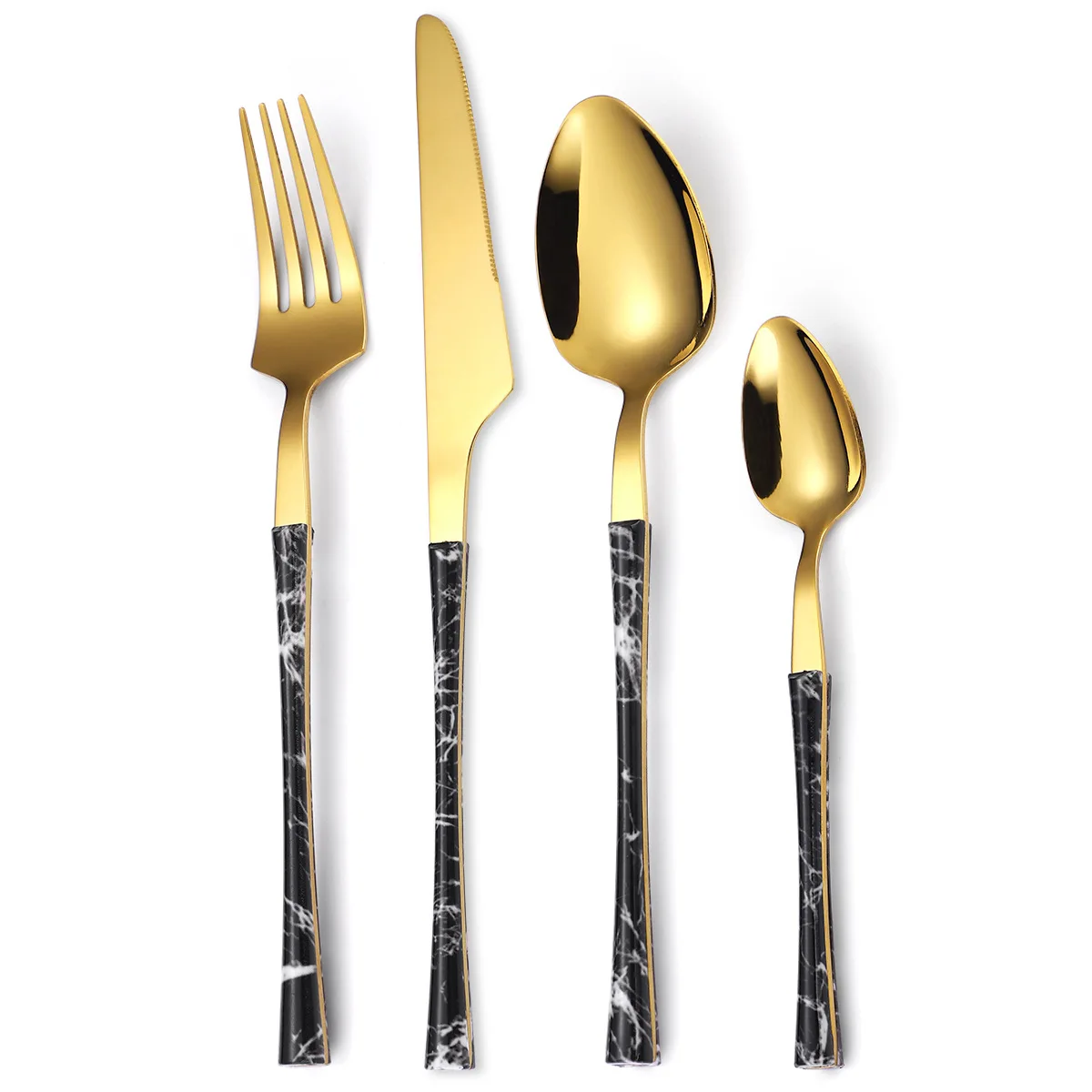

Gold Cutlery Tableware Stainless Steel Knife Fork Spoon Dinnerware Set Zero Waste Imitation Wooden Handle Kitchen Device Sets