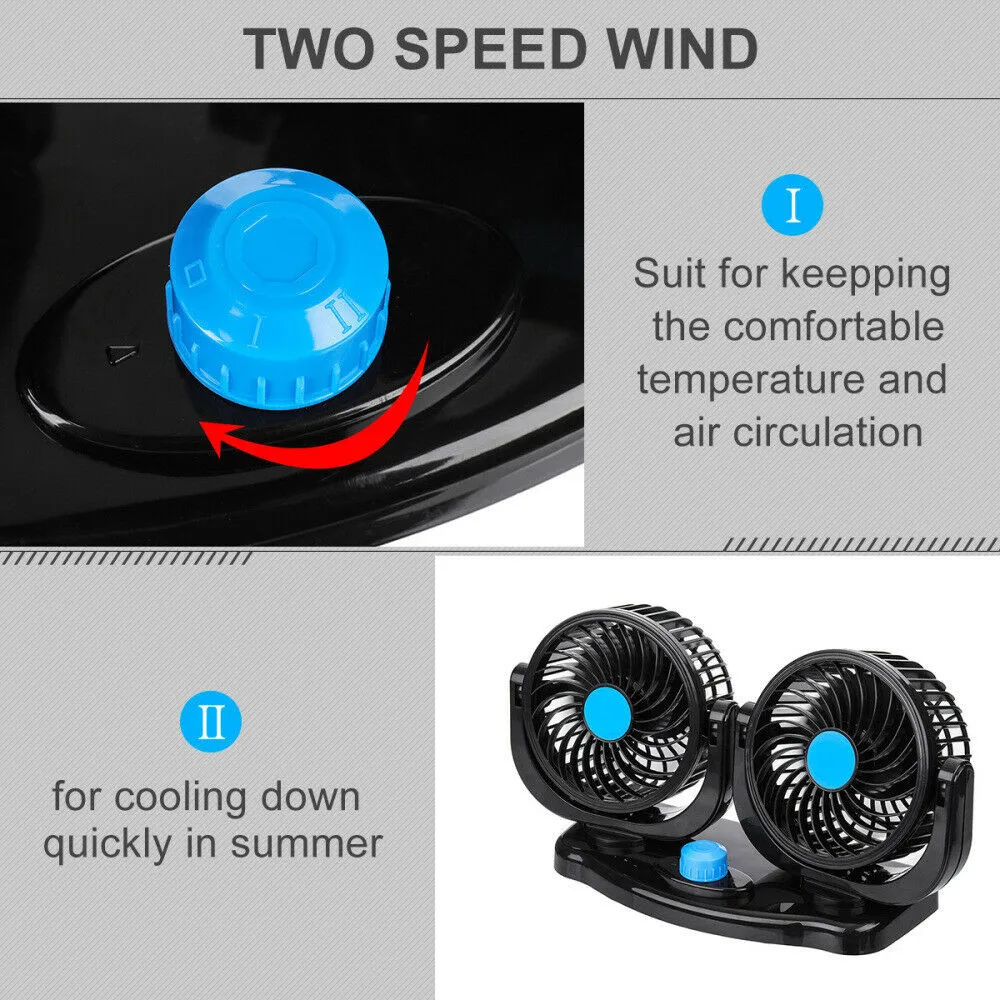 

Auto 12V Car Cooling Fan Car Cooling Dual Head Electric Fan Van 12 Volt Air Cooler