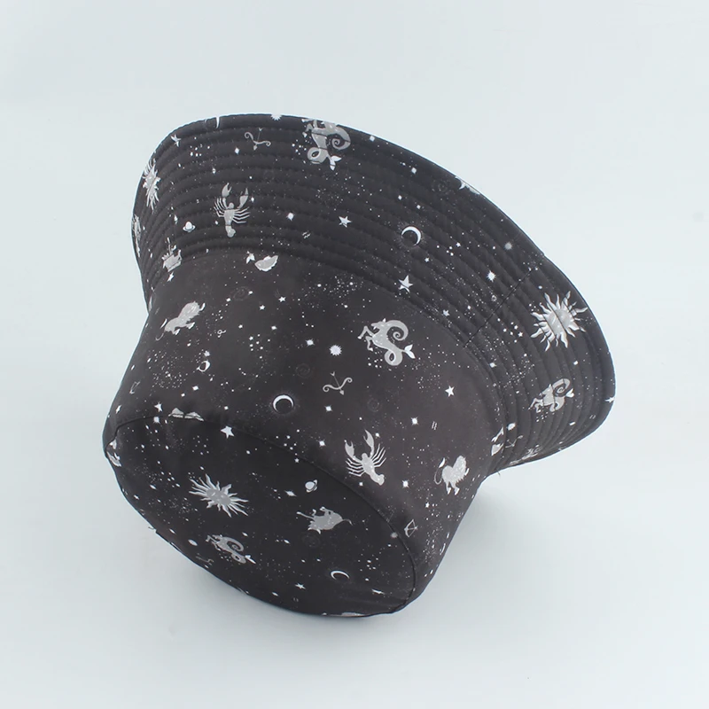 

Constellation Galaxy Stars Print Panama Hat Cap Reversible Bucket Hat Summer Sun Hats For Women Men