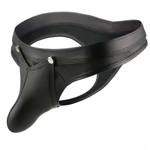 Сексуальное нижнее белье, Для мужчин стринги черного Искусственная кожа Т-трусики нижнее белье Человек Нижнее белье бикини с низкой посадкой съемный чехол эротический массаж пениса cueca с рисунком принцесса Клубничка S-XL