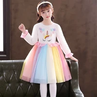 girls clothes new autumn winter kids casual long sleeve dress for girl unicorn party princess dress children clothing 3 8 years