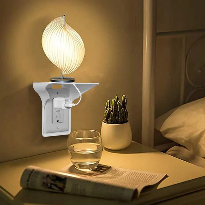 Подставка для мобильного зарядки белая Простая установка полка с розеткой