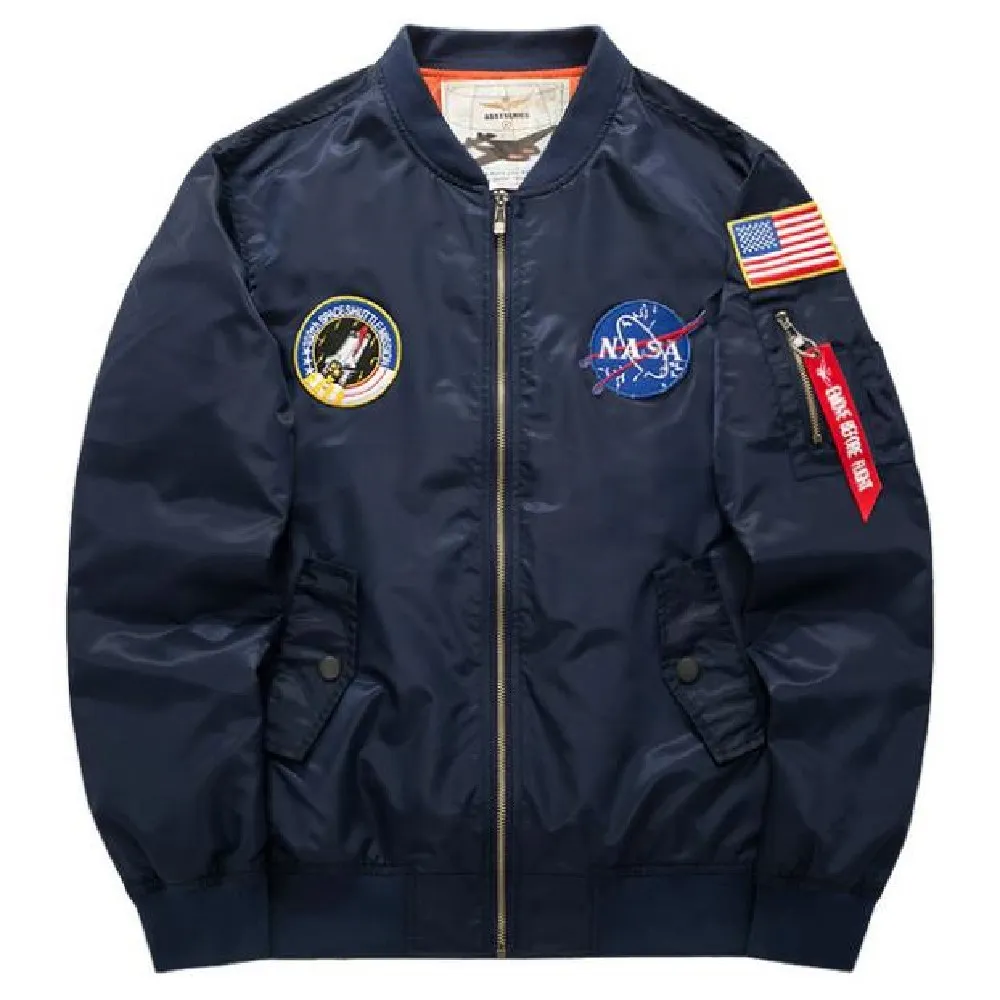 

Men's stand-up jacket fashion Trend American pilot plus-size stand-up collar embroidery fitness exercise sports leisure jacket