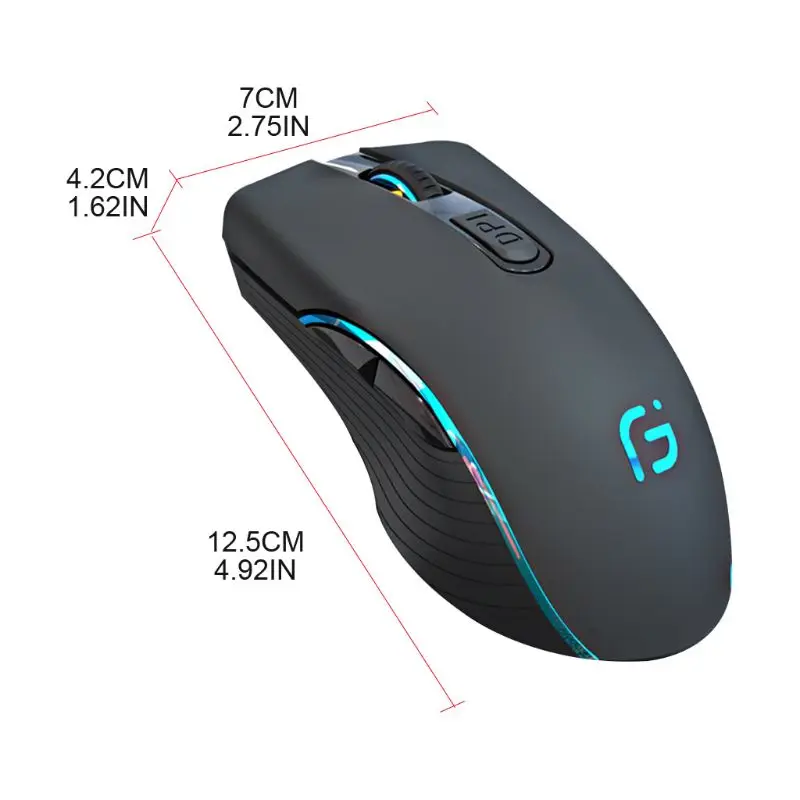 

2.4GHz USB Wireless Bluetooth Rechargeable Mouse 7 Color Breathing Light 3 Gear DPI Silent Gaming Office Laptop Mouse