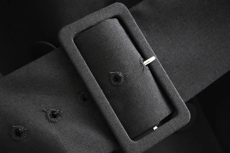 Belt Waist Fashion Tie Solid Black Blazer Women Elegant Double Breasted Dress Jackets Female Ladies | Женская одежда