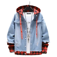 zogaa jacket men 2021 spring autumn new fashion casual mens stitching torn edge hooded slim mens single breasted denim jacket