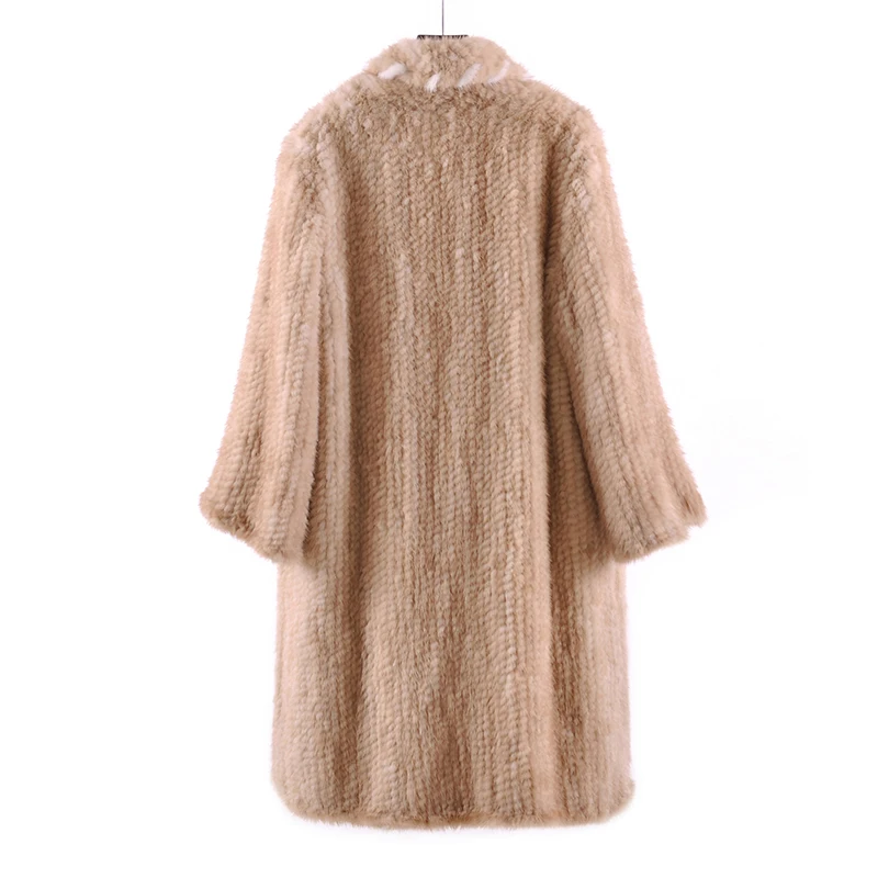 Real Natural Mink Fur Coat Long Sleeve High Quality Knitted Women Winter | Женская одежда
