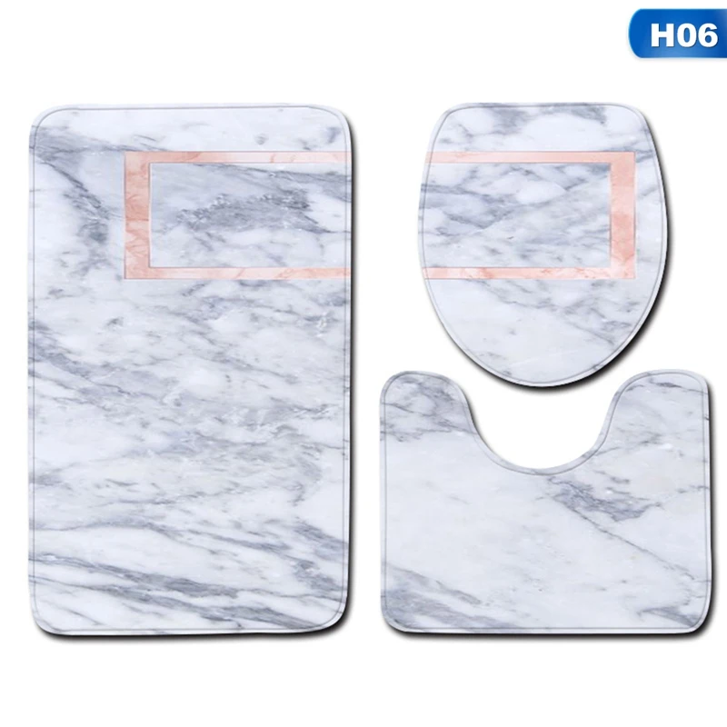 

3pcs Marble Bathroom Three-piece Floor Mat Door Mat Bathroom Carpet Bathroom Non-slip Mat Set 45*75cm