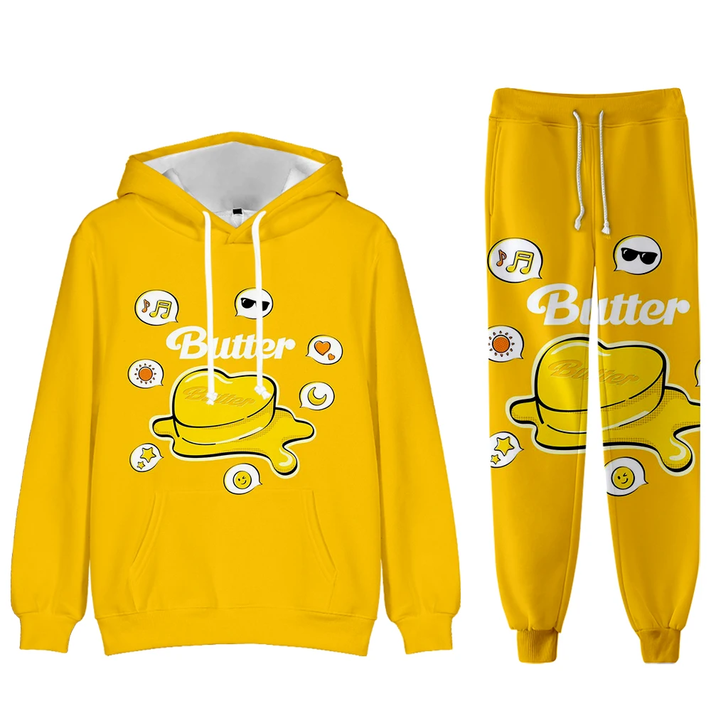 

Комплект из двух предметов для мальчиков и женщин, толстовка с капюшоном и спортивные штаны с 3D-принтом в стиле K-POP