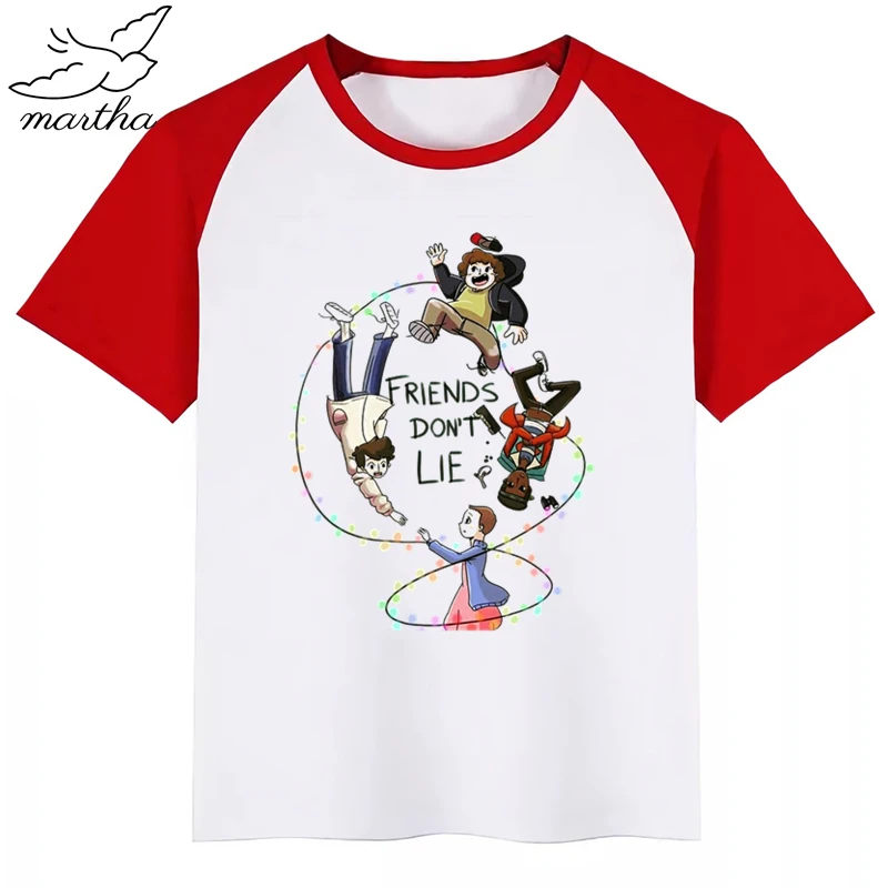 

BoysGirls/футболка с принтом «странные вещи», «Друзья не лгут» Детская забавная одежда детская летняя футболка с короткими рукавами для малышей
