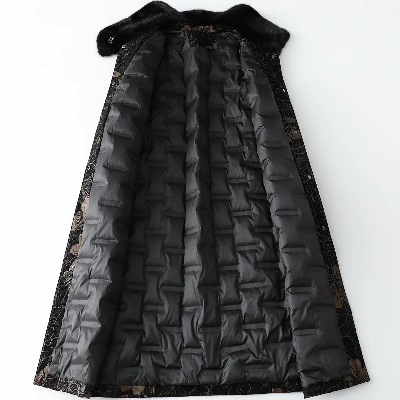 Winter OL Sheepskin Mink Fur Collar Down Coat Female New Style Single Breasted Large Leather Fashion White Duck Down Jacket