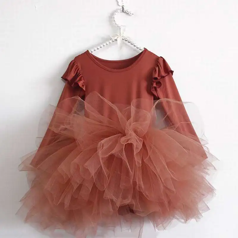 

Toddler Girl Spring Fall Clothes 2021 New Girl TUTU Dress Long Sleeve Fluffy Tulle Christmas Princess Dance Dress Kid Clothes
