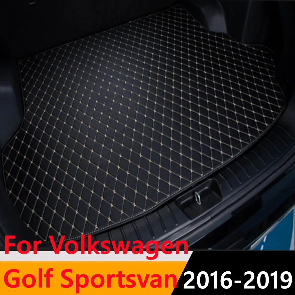 

Sinjayer Car AUTO Trunk Mat ALL Weather Tail Boot Luggage Pad Carpet Cargo Liner Cover Fit For Volkswagen Golf Sportsvan 2016-19