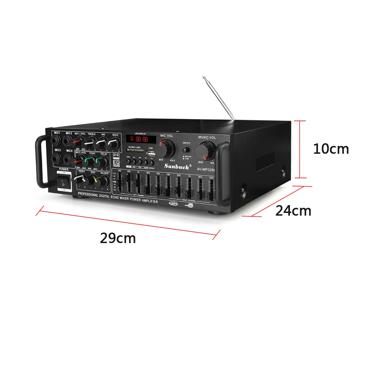 

Sunbuck Stereo Amplifier 220V Bluetooth Version Wireless 2 Channel Hifi Stereo Audio Home Karaoke Power Amplifier Car Auto Audio