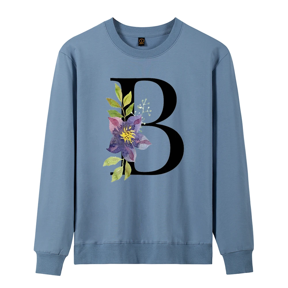 

Girl A To Z Alphabet Combination Letter Sweatshirts Women 26 Alphabet Vogue Flowers Women's Pullovers Casual Korean Style Tops