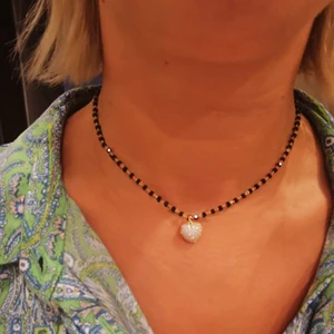 Ожерелье-чокер женское, с кулоном из черного бисера, 2021 CZ 3D