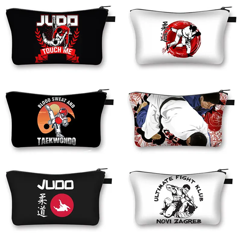 

JUDO / Taekwondo / Jiujitsu / karate Printed Women Cosmetic Bag Travel Portable Cosmetic Case Ladies Shopping Coin Purse Bag Gif