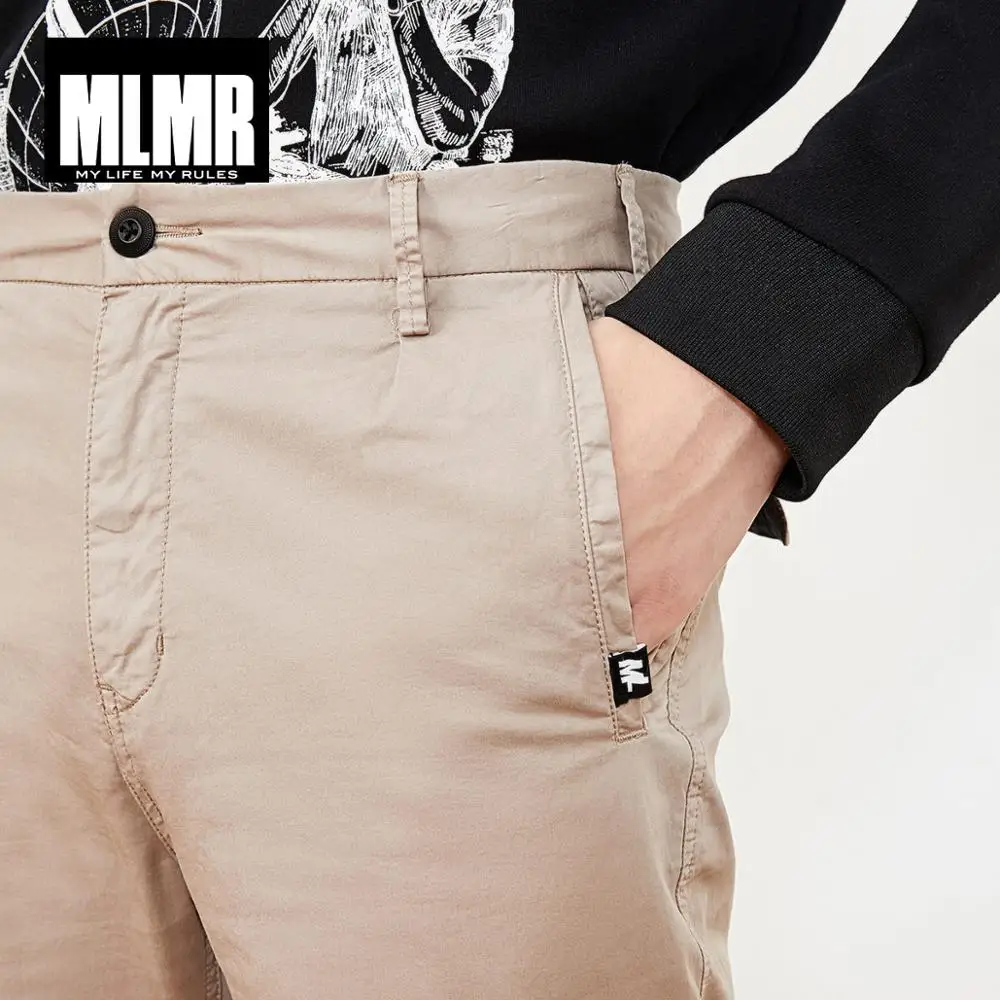 Мужские Стрейчевые хлопковые брюки MLMR для отдыха джоггеры с манжетами стиль