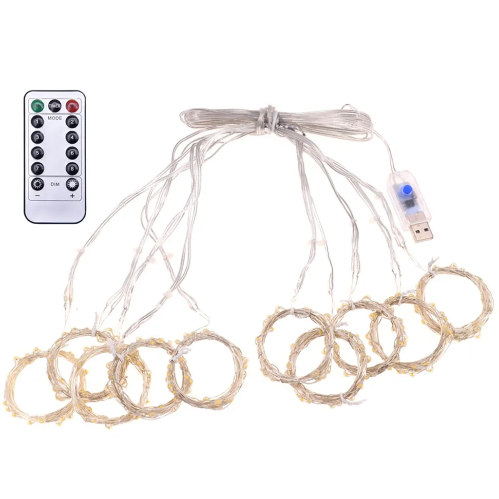 Светодиодная гирлянда на окно занавес с питанием от USB домашнее украшение день