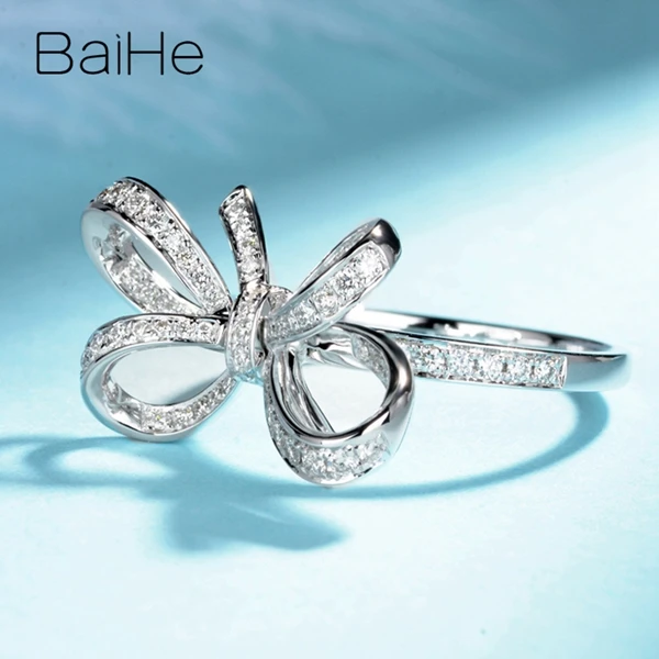 BAIHE, 14 к, белое золото, около 0.51ct H/SI, круглая огранка, натуральные бриллианты, ювелирное изделие, обручальное кольцо, модное, хорошее ювелирное изделие, подарочное кольцо