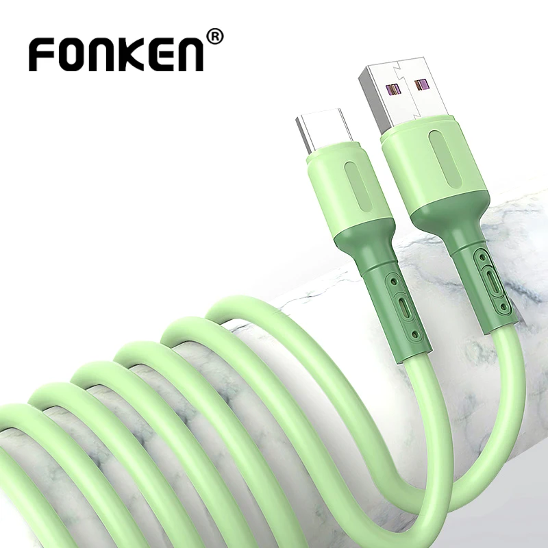 FONKEN зарядный кабель из жидкого силикона для Xiaomi Samsung USB Type C телефона Micro шнур