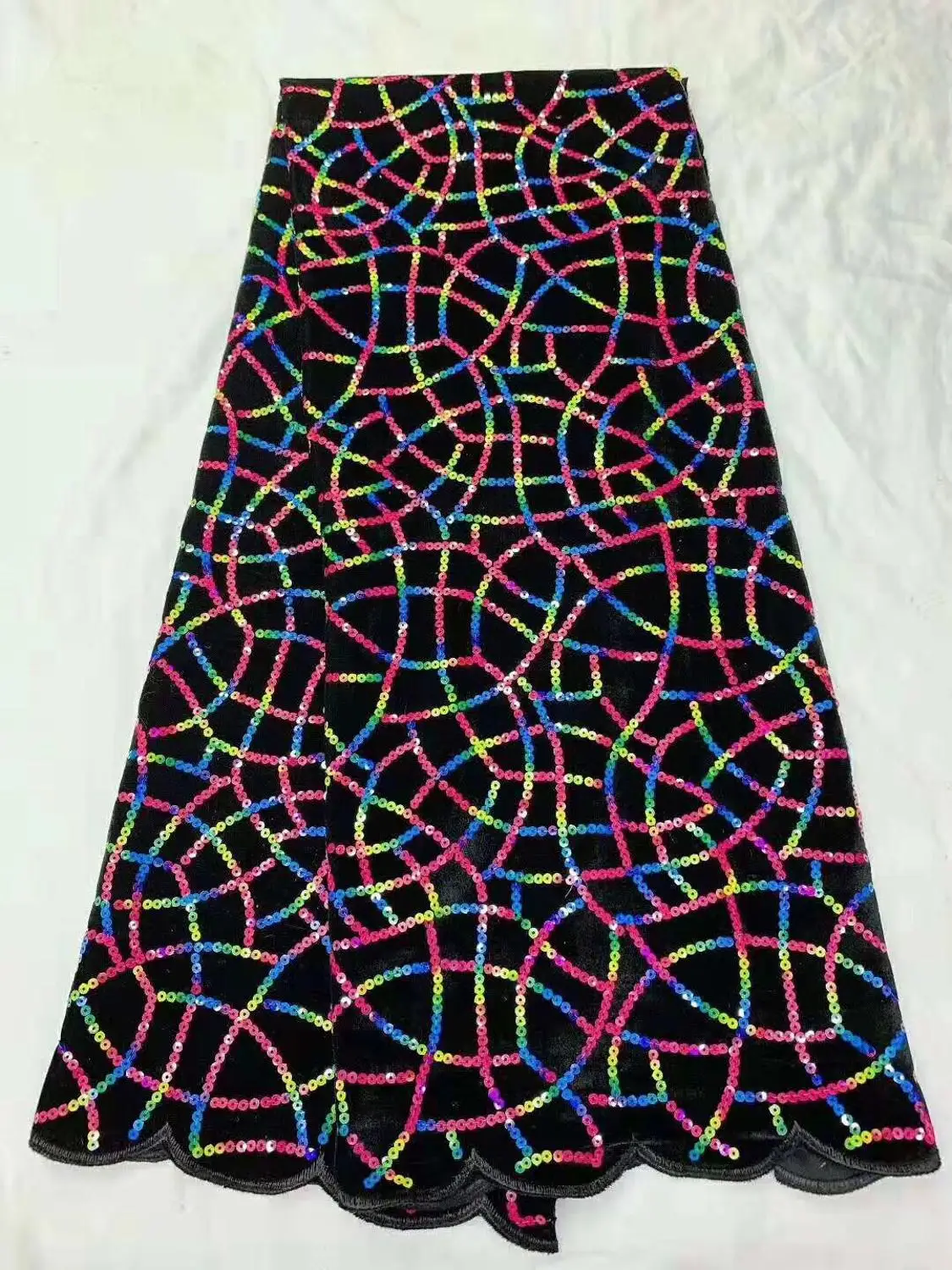 Уникальный разноцветный бархат вышивка Французский Кружева 3D блестки