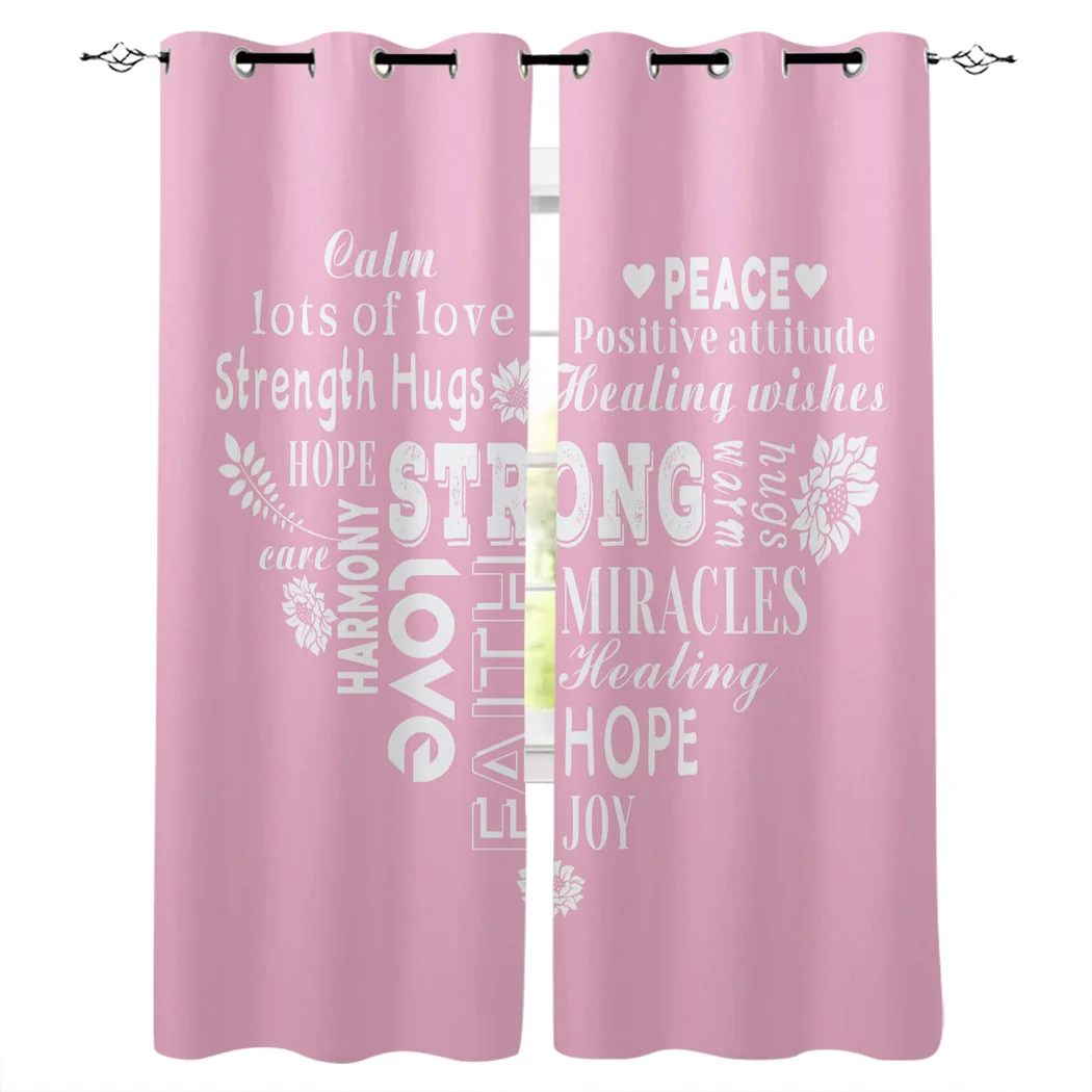 Теплые розовые оконные шторы с надписями любят исцеление занавески для гостиной