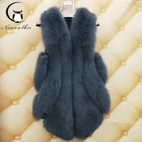 new winter jackets women long fox fur vest natural fox fur tops fashion high street style casual fur vests high quality fox fur